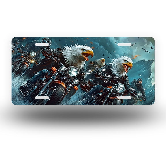Biker Eagles Front License Plate,Metal License Plate,Funny Standard Plates Personalized Novelty Decorative For Men/Women/Boys/Girls Car 6×12 Inch