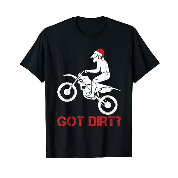 Biker Evolution Christmas X-Mas Pajama Dirt Bike Motorcycle T-Shirt Black Tee