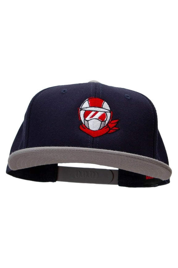 Biker Face Embroidered Wool Blend Pro Style 2 Tone Snapback - Grey Navy OSFM