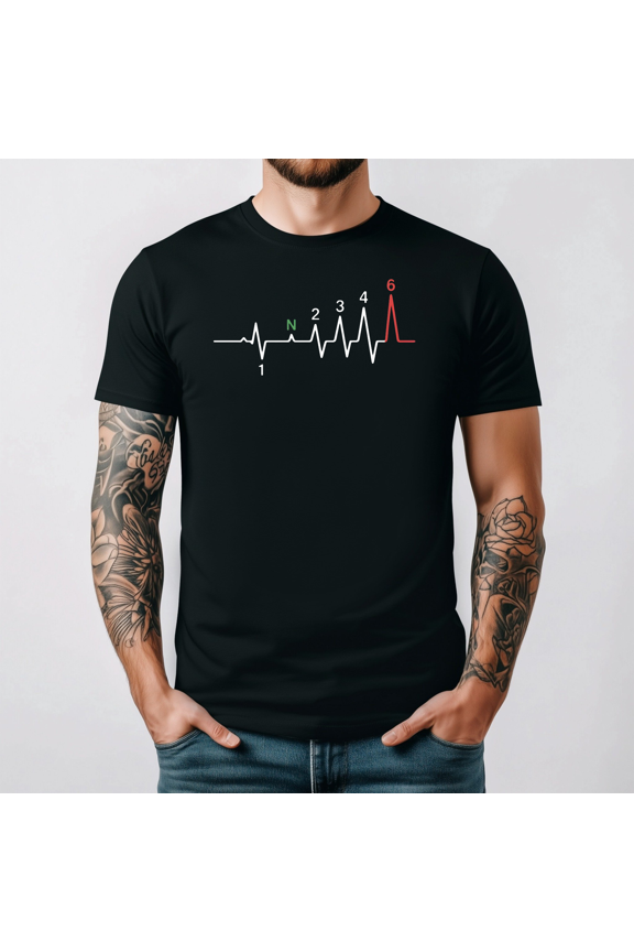 Biker Gear Shifting Heartbeat Graphic Casual Ride Apparel V13809,for unisex up to 3XL