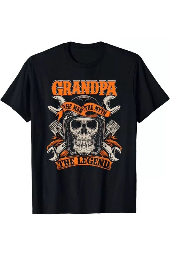 Biker Grandpa The Man The Myth The Legend Motorcycle Gift T-Shirt Birthday Gifts; For Men & Women, Vintage Birthday Gift