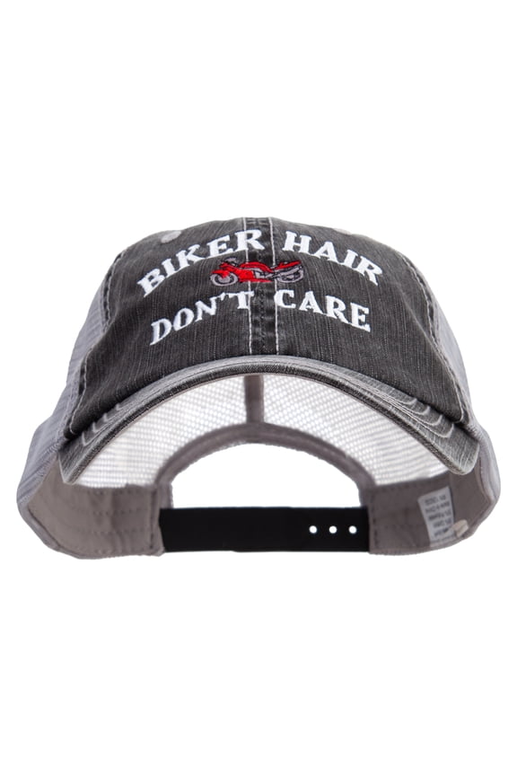 Biker Hair Don't Care Big Size Special Cotton Low Profile Trucker Cap - Black XL-3XL