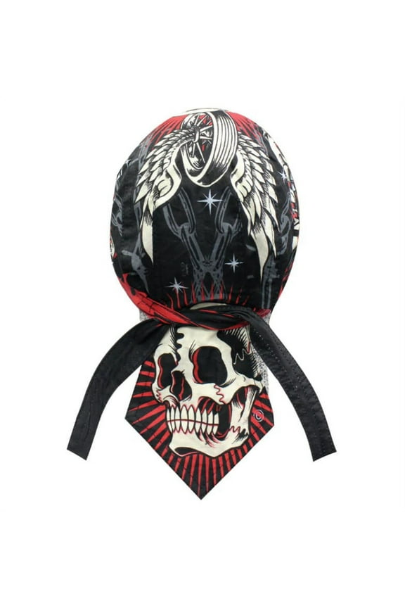Biker Headwrap Danbanna Deluxe Du-Rag Cap Doo Rag Bandana by Mdream -Skull I Ride