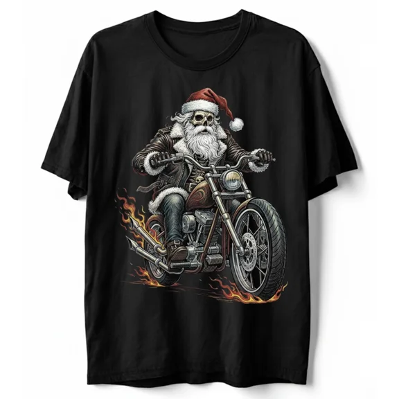 Biker Holiday Rider Funny Motorcycle Skeleton Celebration Unisex T-Shirt, up to size 5XL