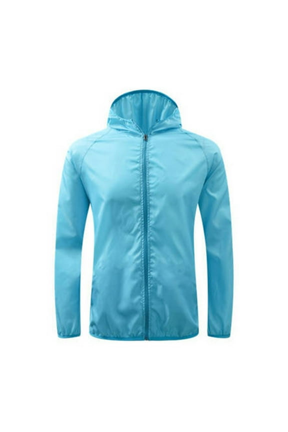 Biker Jacket Plus Size Rain Coat for Women Men Waterproof Active Outdoor Hooded Raincoat Windbreaker Jacket Fall Rain Coats for Men Lightweight Rain Jacket Women Sky BlueXXXL