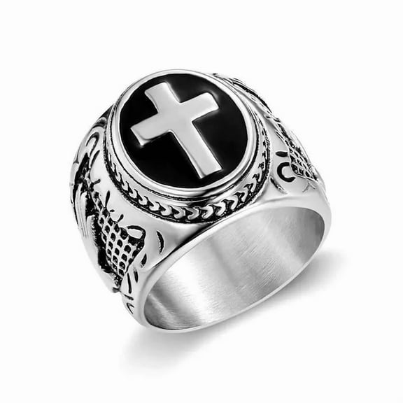 Biker Mens Stainless Steel Christian Holy Cross Prayer Religious Enamel R63