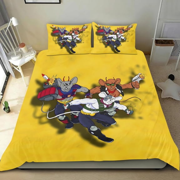 Biker Mice From Mars Themed Bed Sheet Set Three Piece Set 53x79 Inches Comfortable And Skin Friendly Unique Design Creating A Star Studded Night