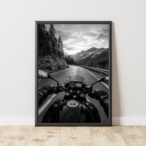 Biker Motorcycle Biker Vintage Adventure Travel Retro Rider Photography Poster Unframed Paper Print