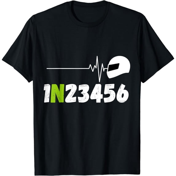 Biker Motorcycle Rider ECG Heartbeat Two Wheels 1N23456 T-Shirt