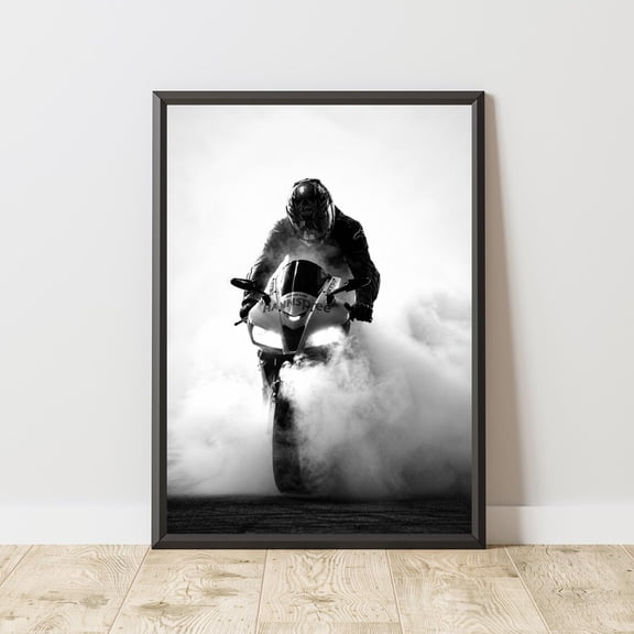 Biker Motorcycle Vintage Biker Adventure Travel Decor Retro Rider Photography, Unframed Poster