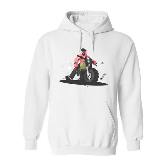 Biker On Motorcycle. Hoodie Men -Image by Shutterstock, Male 3X-Large