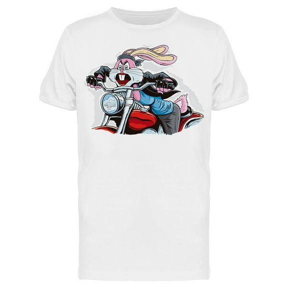 Biker Pink Rabbit T-Shirt Men -Image by Shutterstock, Male Small