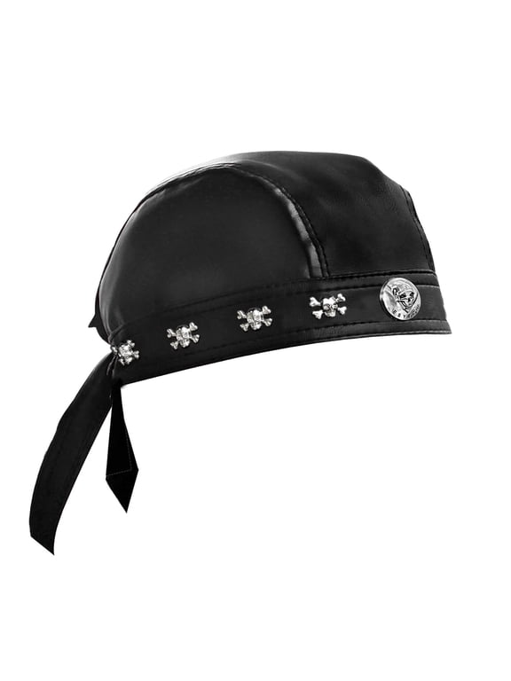 Biker Punk Rock Bandana Head Wrap Du Doo Do Rag Hat Skull Leather Rivet Cap Men Boy