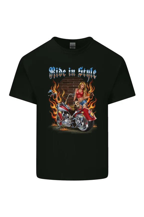 Biker Ride In Style Funny Chopper Motorcycle and Rider Graphic Unisex T-Shirt