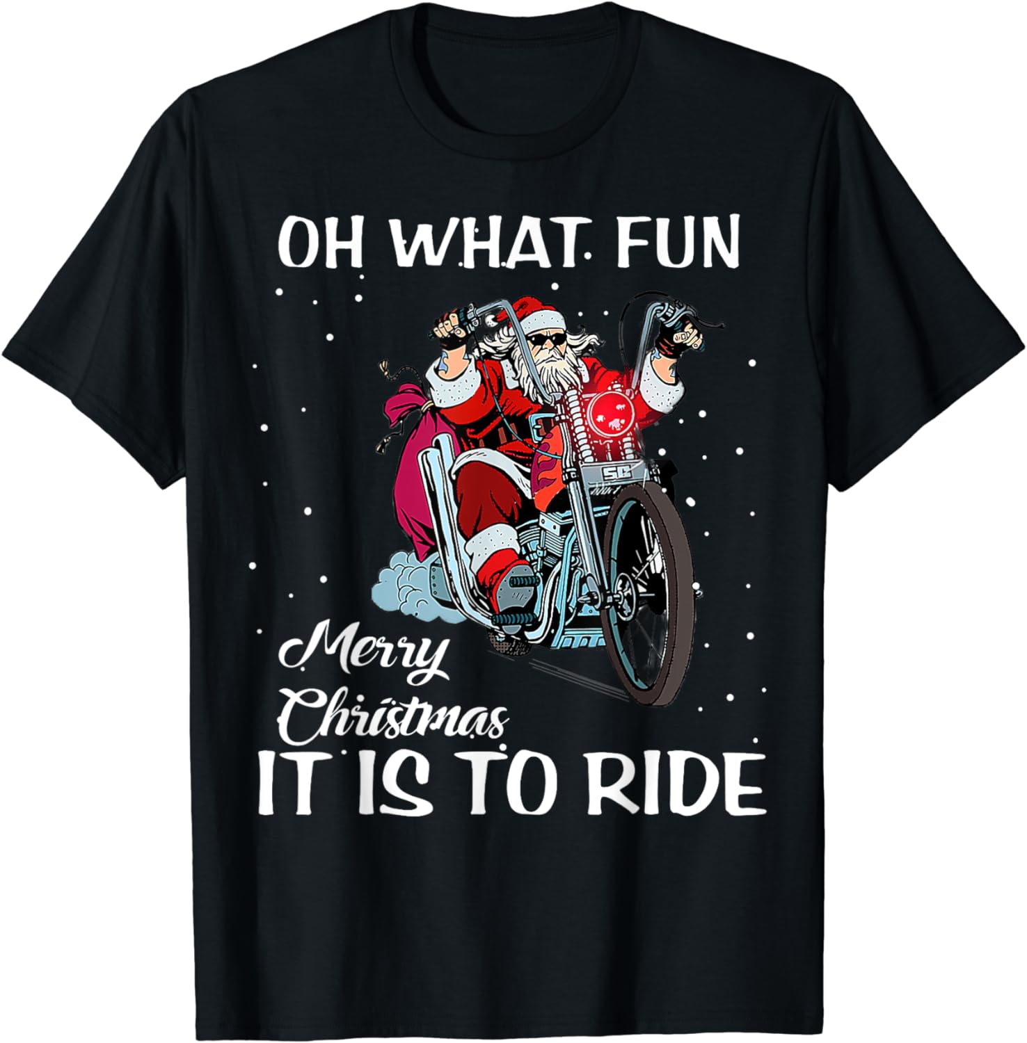 Biker Santa Motorcycle Fan Merry Christmas Xmas Holidays TShirt