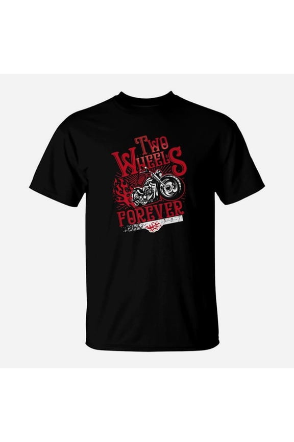 Biker Shirt Motorcycle Two Wheels Forever Ride Bike Dad Papa TShirt