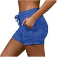 thumbnail image 1 of Biker Shorts For Women Drawstring Soft Activewear Comfy With Pockets Workout Short Blue L, 1 of 7