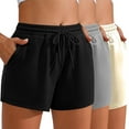 thumbnail image 1 of Biker Shorts Women Clearance, Xunlbb 3PC Women'S Solid Color Casual Drawstring Sports Shorts With Pocket, 1 of 9