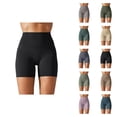 thumbnail image 1 of Biker Shorts Women Double Brushed Solid Color Yoga Shorts High Waist Elastic Compression Three Quarter Length Pants, 1 of 8