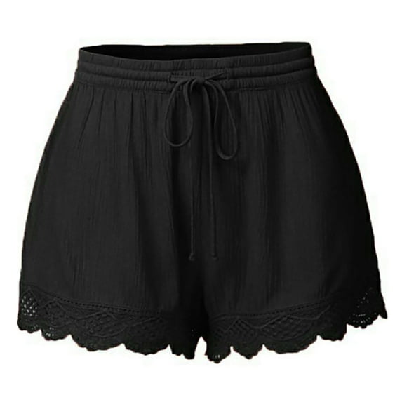 Biker Shorts Women Fashion Women Lace Plus Size Rope Tie Shorts Yoga Sport Pants Leggings Trousers Womens Cotton Shorts Black 3XL