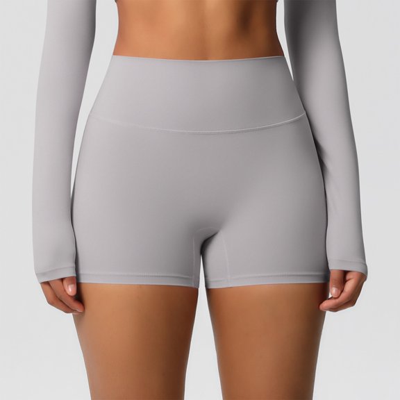 Biker Shorts Women High Waist - High Waisted Shorts for Women - OHGOD Women's Fashion Solid Color High Waist Tight Hip Lifting Yoga Shorts Running Fitness Three Part Pants,Light Gray,XL