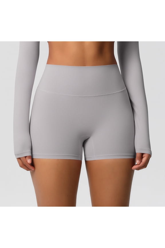Biker Shorts Women High Waist - High Waisted Shorts for Women - OHGOD Women's Fashion Solid Color High Waist Tight Hip Lifting Yoga Shorts Running Fitness Three Part Pants,Light Gray,XL