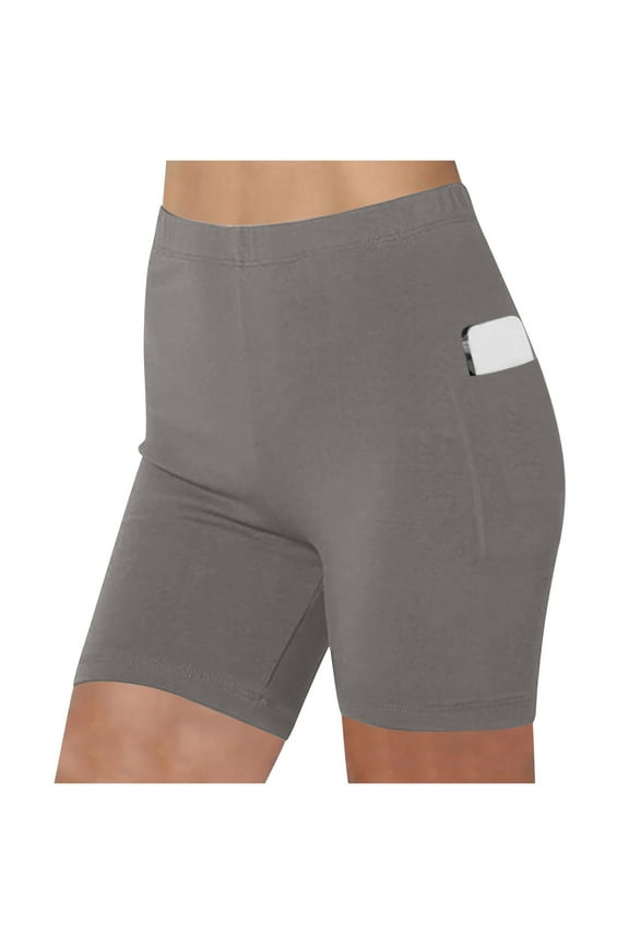 Biker Shorts Women High Waist Scrunch Butt Shorts - No Front Seam Workout Gym Booty Shorts Athletic Shorts Women Gray S