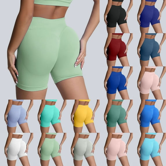 Biker Shorts Women High Waisted Booty Workout Volleyball Yoga Womens Spandex Peach-Shaped Shorts Purple M