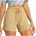 thumbnail image 1 of Biker Shorts Women with Pockets New Women Comfy Drawstring Casual Elastic Waist Shorts Summer Beach Lightweight Short Pants with Pockets Khaki L, 1 of 9