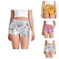 thumbnail image 1 of Biker Shorts Women Sparkly Drawstring Yoga Shorts Shiny Waist Booty Dance Rave Pants for Women, 1 of 9