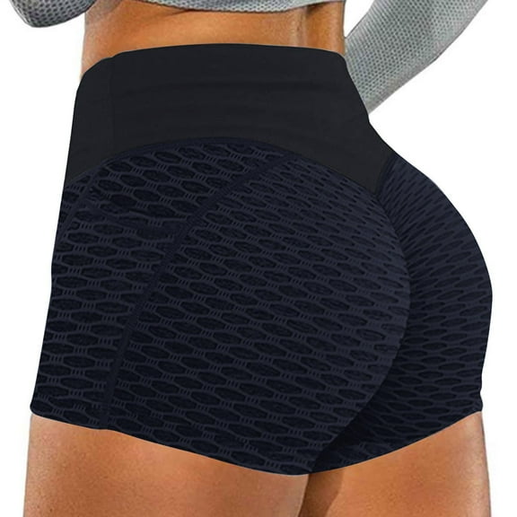 Biker Shorts Women Tummy Control Butt Lifting Seamless Shorts High Waist Workout Biker Shorts Booty Leggings Black S