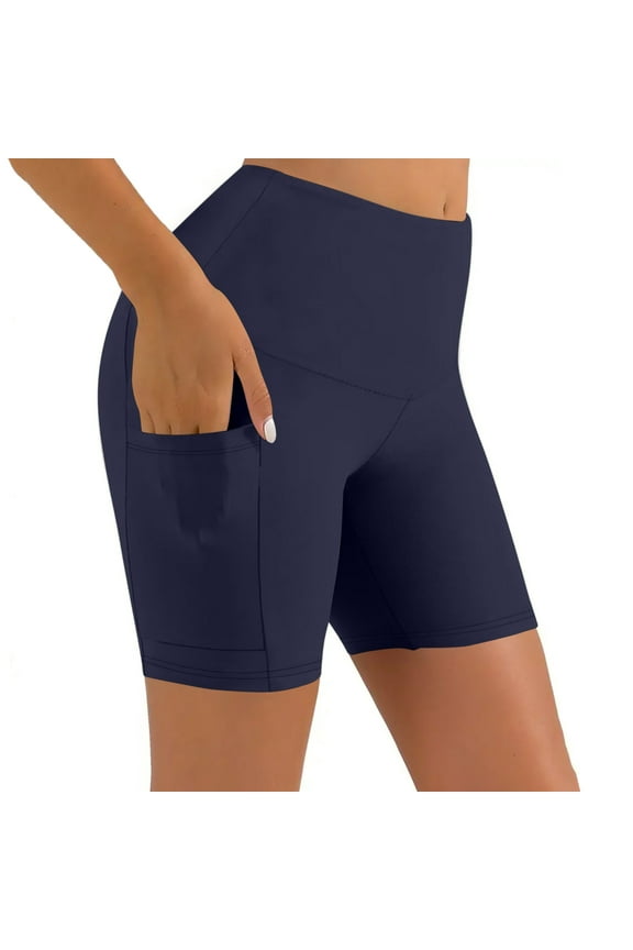 Biker Shorts Women Tummy Control Workout Leggings with Pockets High Waist Spandex Compression Gym Running Yoga Shorts
