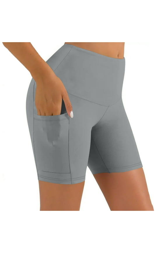 Biker Shorts Women Tummy Control Workout Leggings with Pockets High Waist Spandex Compression Gym Running Yoga Shorts