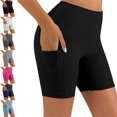 thumbnail image 1 of Biker Shorts Women Workout Out Pocket Leggings Fitness Sports Running Mobile Phone Pocket Yoga Shorts Athletic Pants Shorts Summer Plus Size Leggings for Women, 1 of 10