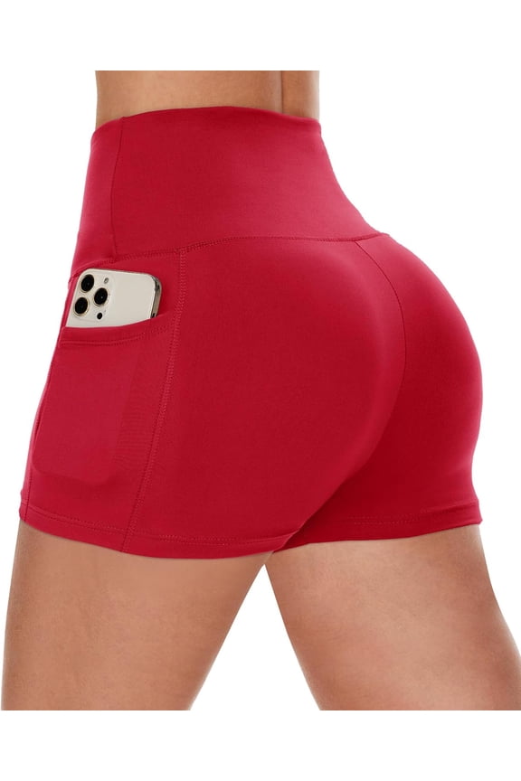 Biker Shorts Women with Pockets - 3"/5"/8" High Waisted Workout Spandex Tummy Control Gym Running Yoga Shorts