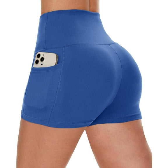 Biker Shorts Women with Pockets - 3"/5"/8" High Waisted Workout Spandex Tummy Control Gym Running Yoga Shorts