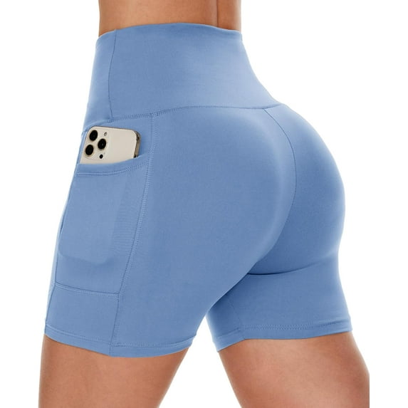 Biker Shorts Women with Pockets - 3"/5"/8" High Waisted Workout Spandex Tummy Control Gym Running Yoga Shorts