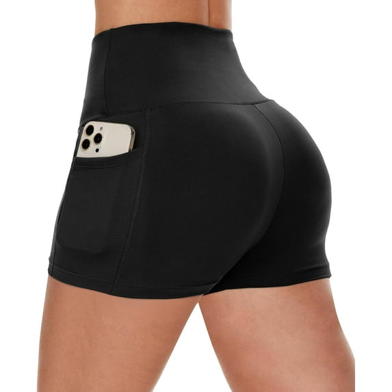Biker Shorts Women with Pockets - 3"/5"/8" High Waisted Workout Spandex Tummy Control Gym Running Yoga Shorts