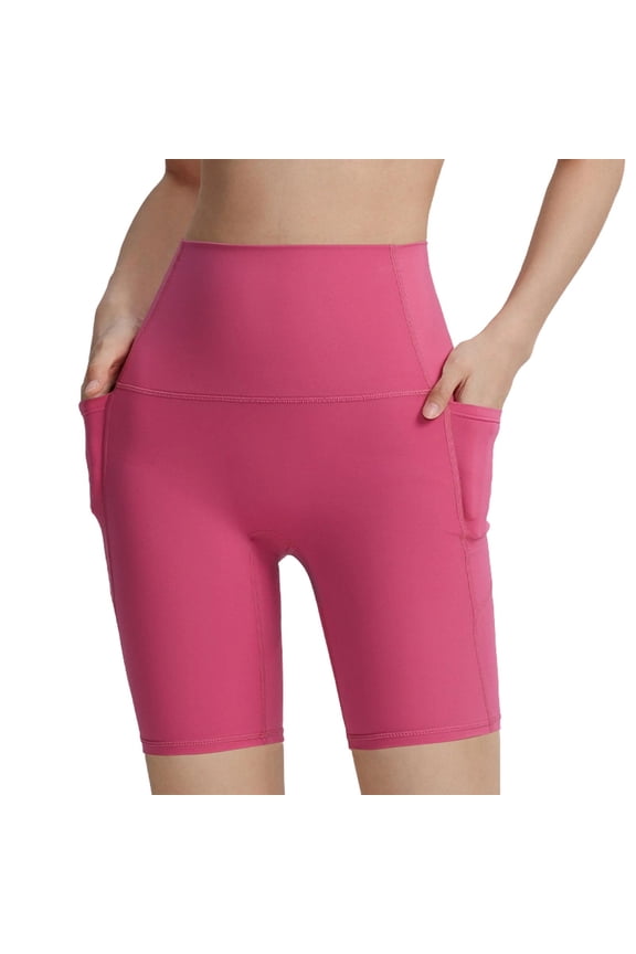 Biker Shorts Women with Pockets - High Waisted Tummy Control Yoga Workout Running Gym Spandex Shorts