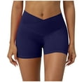 thumbnail image 1 of Biker Shorts for Women Summer Running Nude Feeling Yoga High Weist Workout Shorts Slim Fitted Short Pants (L, Navy), 1 of 7