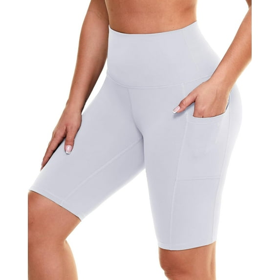 Biker Shorts for Women with Pockets - 8" Workout High Waisted Tummy Control Spandex Yoga Shorts