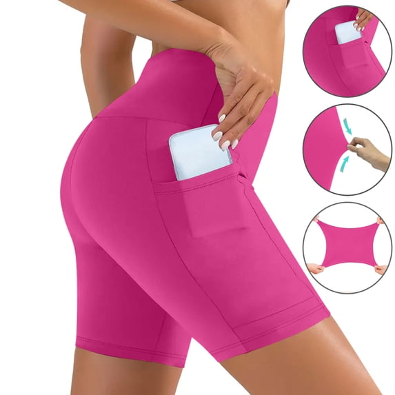 Biker Shorts for Women with Pockets,Athletic Gym Running Shorts Seamless Quick Drying Pull-On Activewear