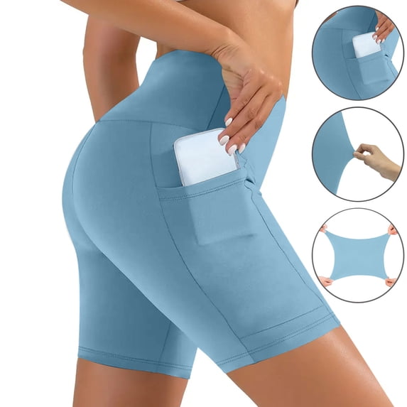 Biker Shorts for Women with Pockets,Athletic Gym Running Shorts Seamless Quick Drying Pull-On Activewear