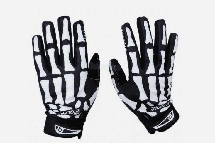 Biker Skeleton Bone Gloves – Full Finger Motorcycle, Cycling & Racing Gloves – Goth Style Mechanics Gloves (Size L)