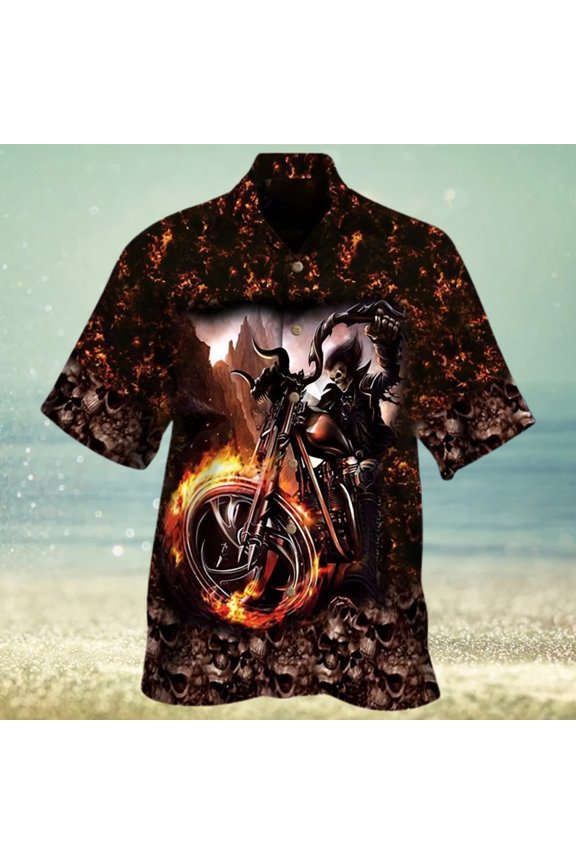 Biker Skull Halloween Hawaiian Shirt For Man And Woman