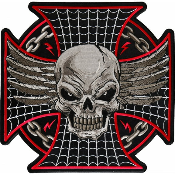 Biker Skull Patch, Large Back Patches for Jackets and Vests