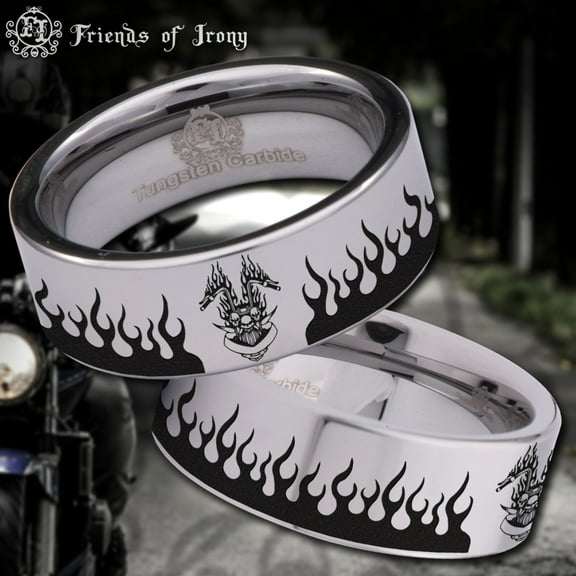 Biker Skull Tungsten Carbide Ring