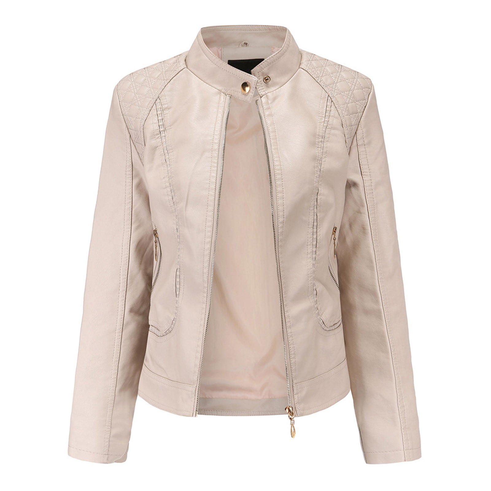 Biker Style Vintage Leather Jacket Casual Fashion Motorcycle Zip-Up Lightweight Coat Collar Women Leather Jacket Women 2024 Fall Women's Faux Leather Blazer Jacket