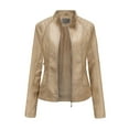 thumbnail image 1 of Biker Style Vintage Leather Jacket Casual Fashion Motorcycle Zip-Up Lightweight Coat Collar Women Leather Jacket Women 2024 Fall Women's Faux Leather Blazer Jacket, 1 of 2