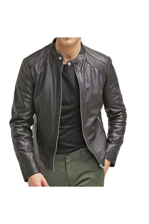 Biker Stylish Black 100% Genuine Lambskin Leather Lightweight Soft Satin lining with comforatble to carry Jackets for Men - XS Size